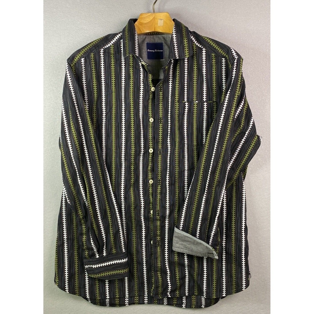 Tommy Bahama Space Dye Cowboy Shirt Mens Size L Western Aztec Striped T39351 EUC